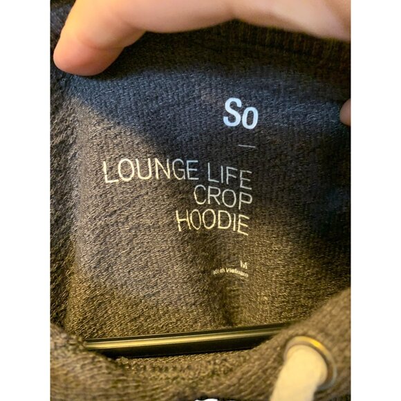 🌸3/$15🌸Charcoal Gray Lounge Life Crop Hoodie sz Medium - Picture 5 of 5